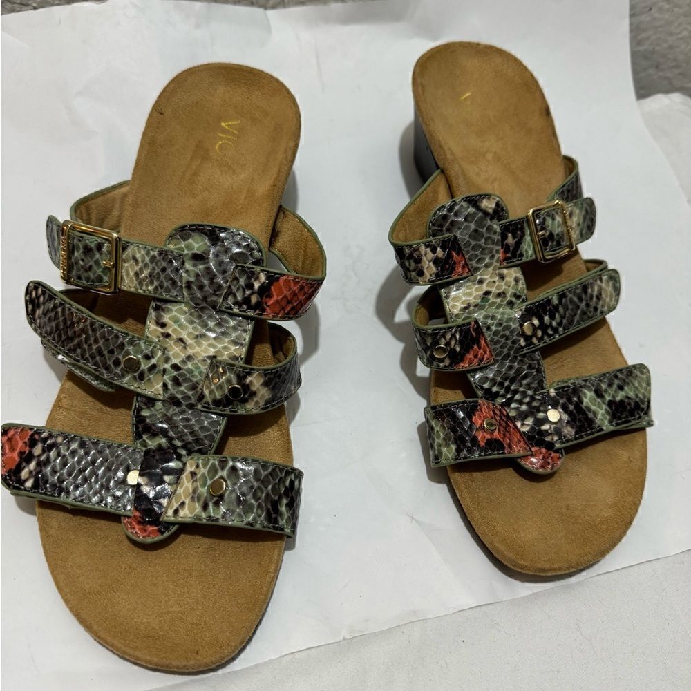 Vionic Radia Adjustable Buckle Slides Snake Sanda… - image 2